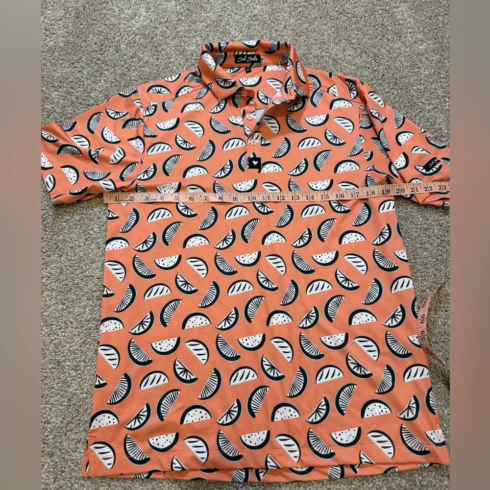 Bad Birdie Men’s The Melonator Golf Polo Shirt - Orange - Small - Picture 7 of 11